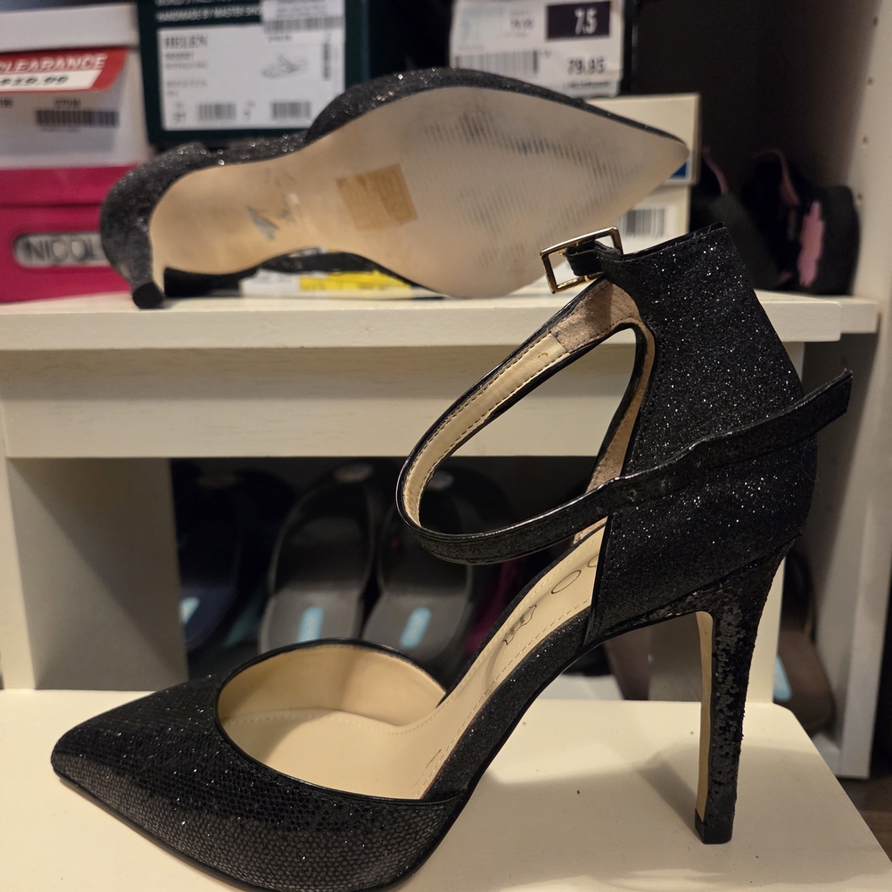 Aldo Black Glitter Heels